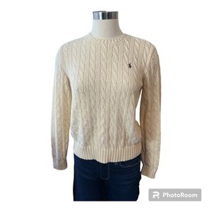 Ralph Lauren women’s X large long sleeve cable knit sweater cream